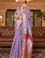 Exuberant Lavender Pashmina saree With Ratatouille Blouse Piece