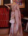 Intricate Light Pink Soft Banarasi Silk Saree With Designer Blouse Piece