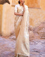 Glittering Beige Soft Banarasi Silk Saree With Tempting Blouse Piece