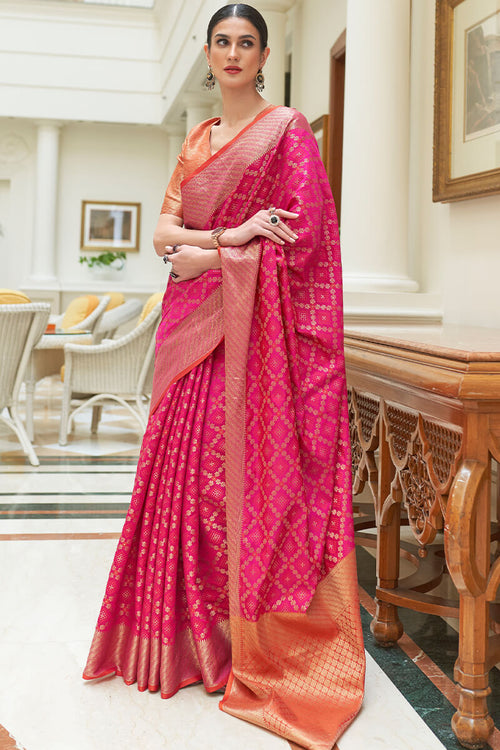 Load image into Gallery viewer, Improbable Dark Pink Soft Patola Silk Saree with Incredible Blouse Piece
