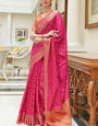 Improbable Dark Pink Soft Patola Silk Saree with Incredible Blouse Piece