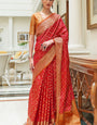 Admirable Red Soft Patola Silk Saree with Fairytale Blouse Piece