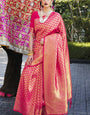 Ideal Dark Pink Kanjivaram Silk Saree With Ebullience Blouse Piece