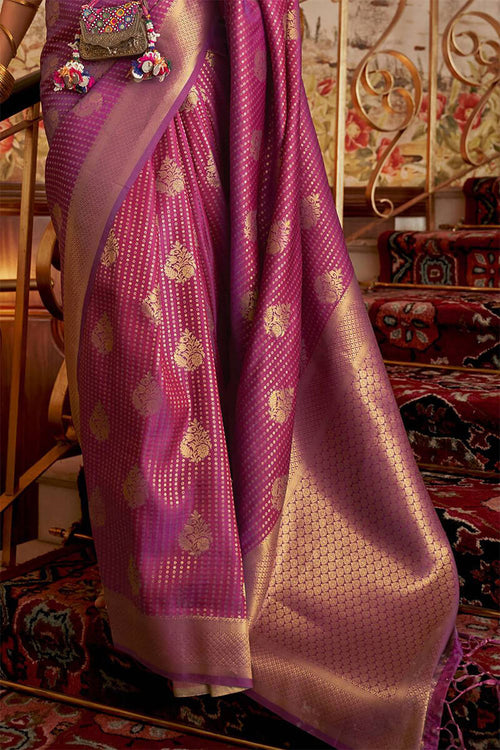 Load image into Gallery viewer, Panoply Purple Kanjivaram Silk Saree with Epiphany Blouse Piece
