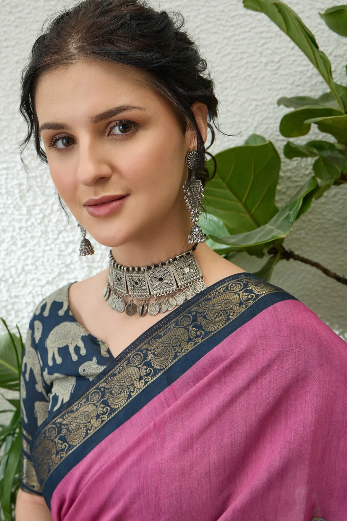 Pulsating Pink Kalamkari Printed Cotton Silk Saree With Ebullience Blouse Piece
