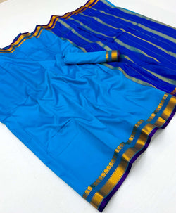 Sophisticated Blue Soft Silk Saree With Forbearance Blouse Piece