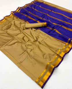 Preferable Dark Beige Soft Silk Saree With Beauteous Blouse Piece