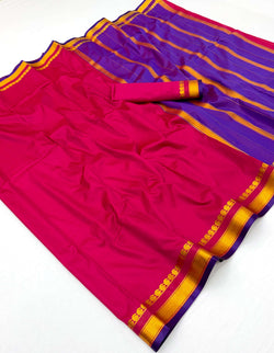 Alluring Dark Pink Soft Silk Saree With Mesmerising Blouse Piece