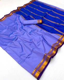 Susurrous Lavender Soft Silk Saree With Nectarous Blouse Piece