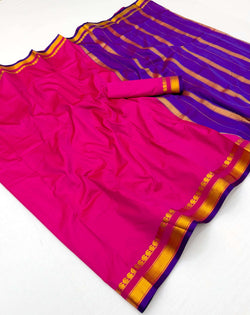 Lustrous Magenta Soft Silk Saree With Exquisite Blouse Piece