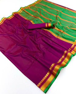 Super classy Purple Soft Silk Saree With Ravishing Blouse Piece