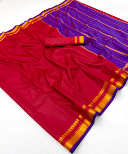Winsome Red Soft Silk Saree With Confounding Blouse Piece