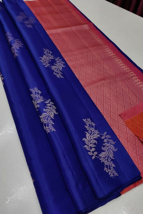 Load image into Gallery viewer, Susurrous Blue Soft Silk Saree With Propinquity Blouse Piece
