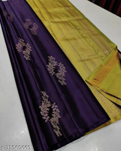 Load image into Gallery viewer, Dissemble Purple Soft Silk Saree With Forbearance Blouse Piece
