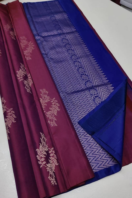 Load image into Gallery viewer, Tremendous Wine Soft Silk Saree With Felicitous Blouse Piece
