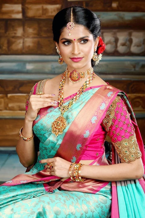 Load image into Gallery viewer, Preferable Sky Soft Silk Saree With Fancifull Blouse Piece
