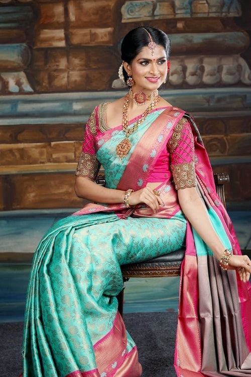 Load image into Gallery viewer, Preferable Sky Soft Silk Saree With Fancifull Blouse Piece
