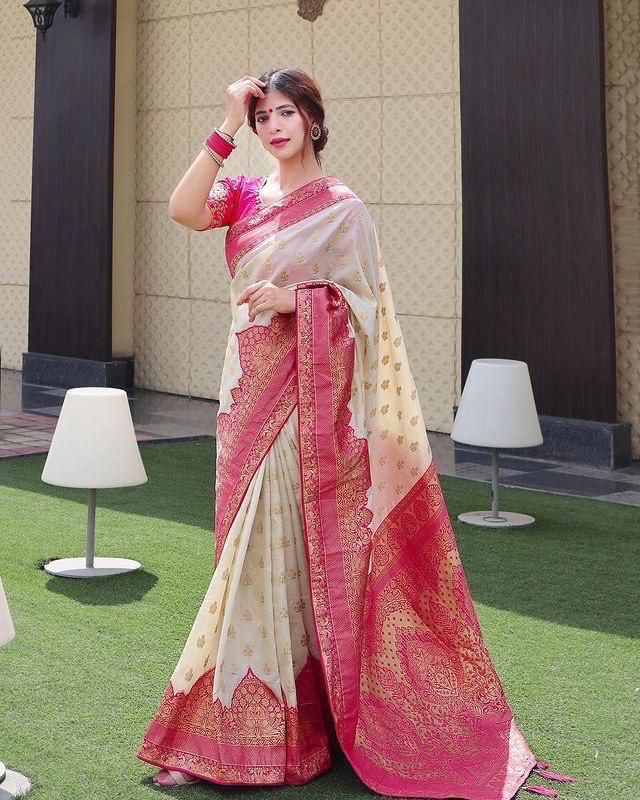 Kajal Aggarwal Beige Shimmer Georgette Designer Saree