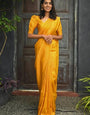 Serendipity Yellow Soft Silk Saree With Susurrous Blouse Piece