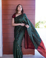 Vestigial Dark Green Soft Silk Saree With Staggering Blouse Piece