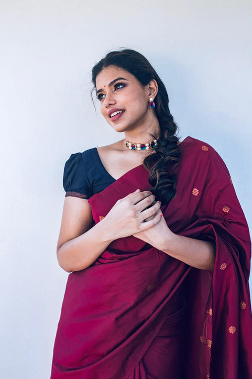 Load image into Gallery viewer, Incredible Wine Soft Silk Saree With Amiable Blouse Piece
