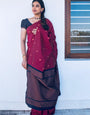 Incredible Wine Soft Silk Saree With Amiable Blouse Piece