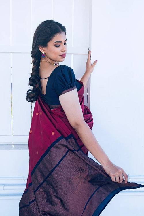 Load image into Gallery viewer, Incredible Wine Soft Silk Saree With Amiable Blouse Piece
