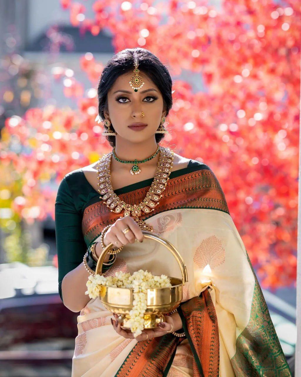 Desirable Beige Soft Silk Saree With Inspiring Blouse Piece