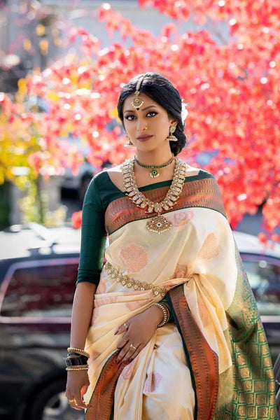 Desirable Beige Soft Silk Saree With Inspiring Blouse Piece