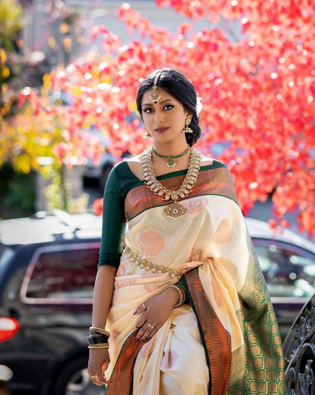 Desirable Beige Soft Silk Saree With Inspiring Blouse Piece