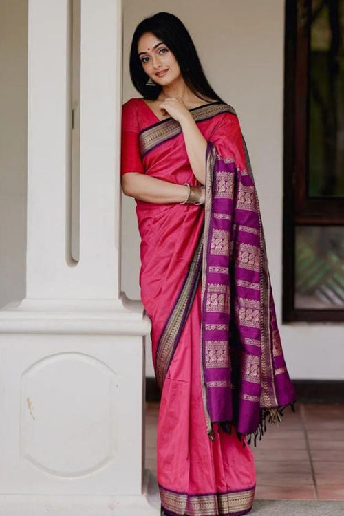 Load image into Gallery viewer, Excellent Pink Soft Banarasi Silk Saree With Murmurous Blouse Piece
