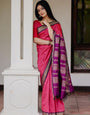 Excellent Pink Soft Banarasi Silk Saree With Murmurous Blouse Piece