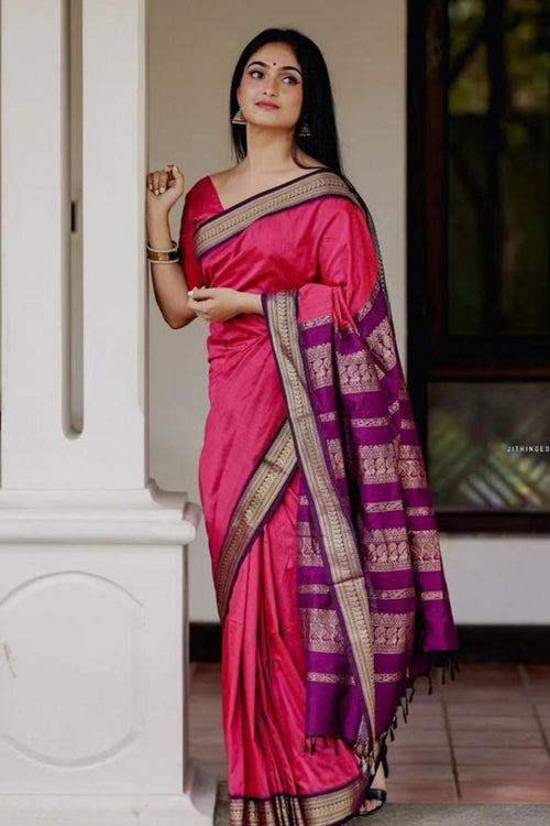 Load image into Gallery viewer, Excellent Pink Soft Banarasi Silk Saree With Murmurous Blouse Piece
