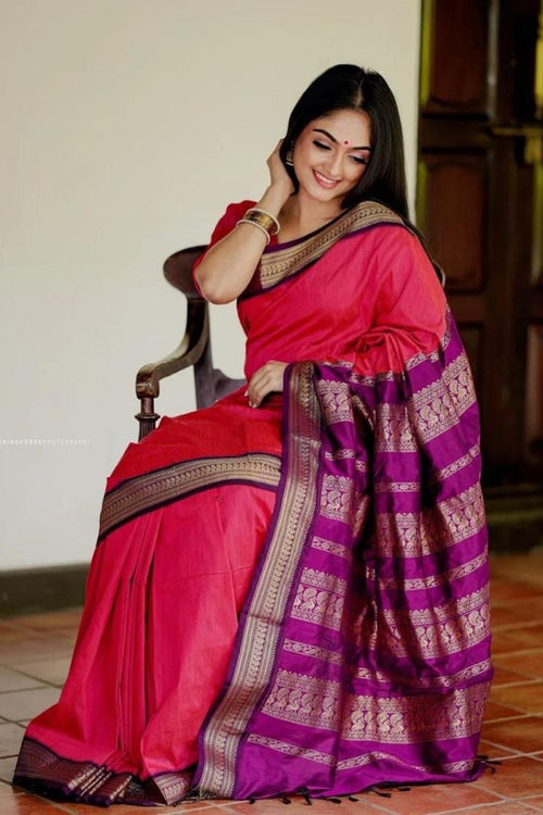 Load image into Gallery viewer, Excellent Pink Soft Banarasi Silk Saree With Murmurous Blouse Piece
