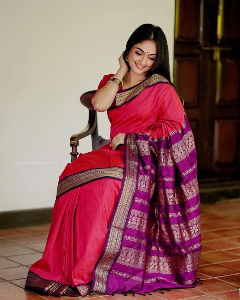 Excellent Pink Soft Banarasi Silk Saree With Murmurous Blouse Piece