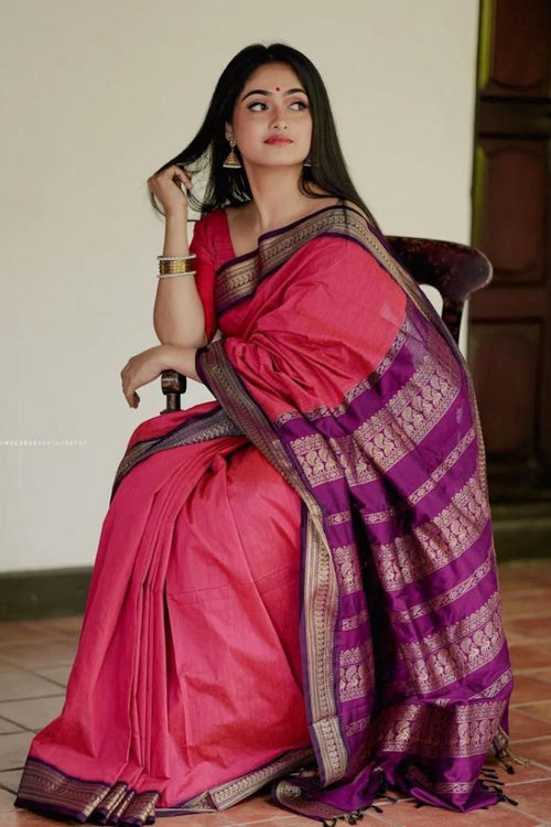 Load image into Gallery viewer, Excellent Pink Soft Banarasi Silk Saree With Murmurous Blouse Piece
