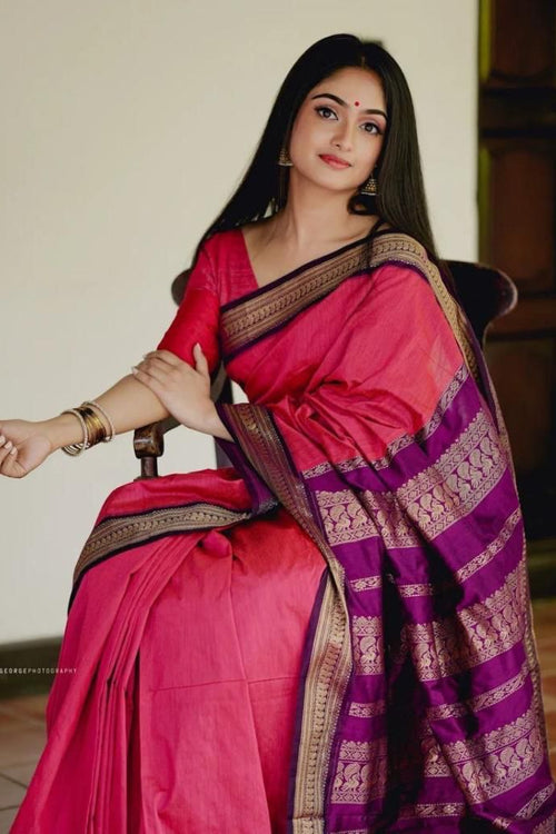 Load image into Gallery viewer, Excellent Pink Soft Banarasi Silk Saree With Murmurous Blouse Piece
