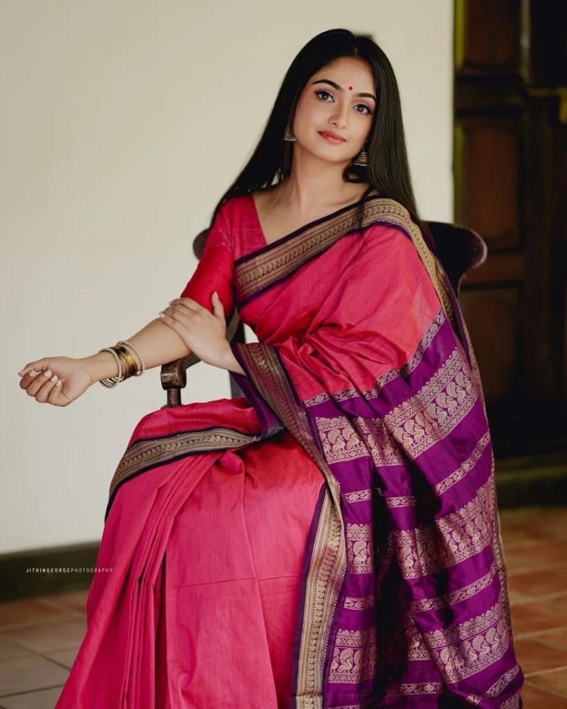 Excellent Pink Soft Banarasi Silk Saree With Murmurous Blouse Piece