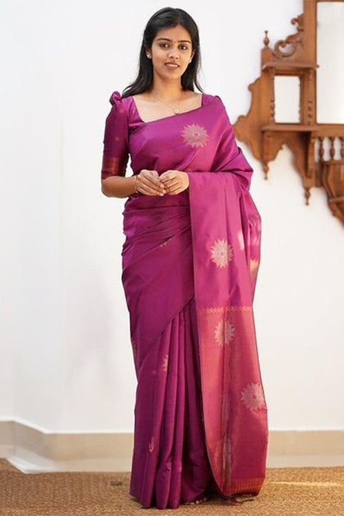 Load image into Gallery viewer, Luxuriant Purple Soft Silk Saree With Snappy Blouse Piece
