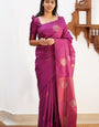 Luxuriant Purple Soft Silk Saree With Snappy Blouse Piece