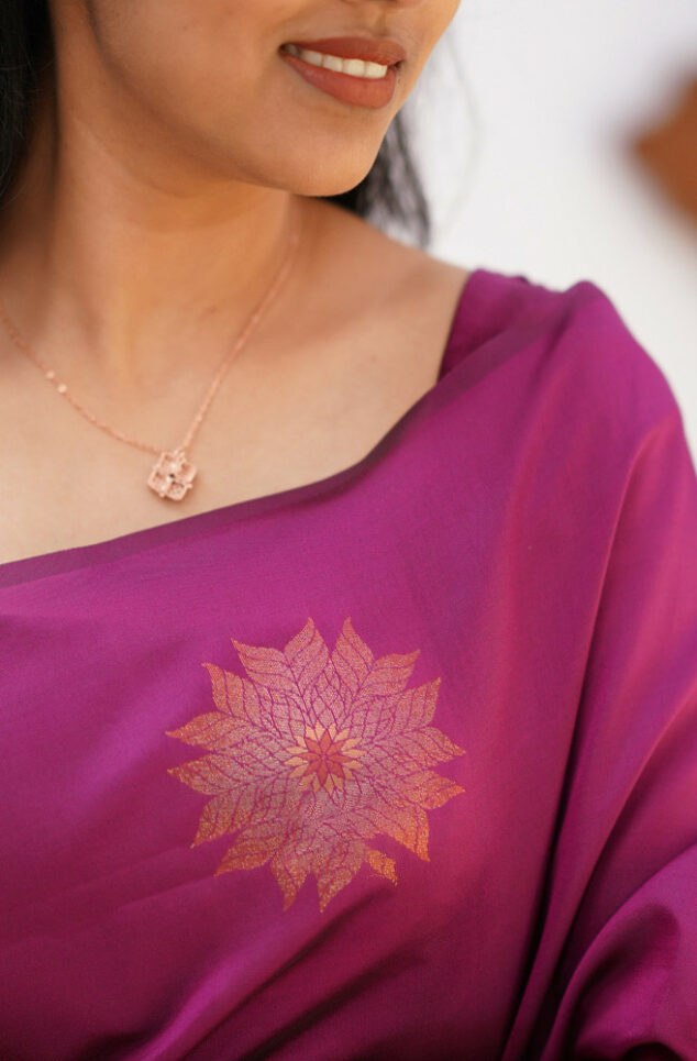 Luxuriant Purple Soft Silk Saree With Snappy Blouse Piece