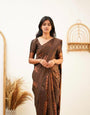 Marvellous Brown Soft Silk Saree With Elegant Blouse Piece