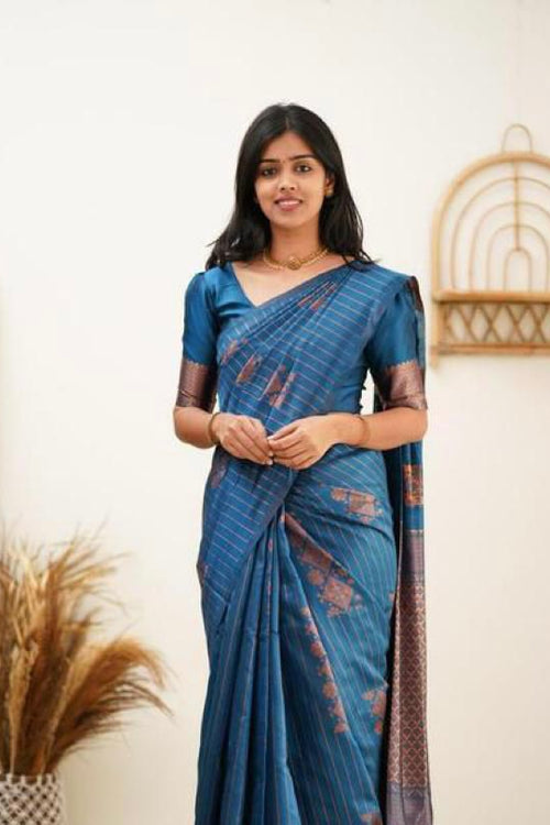 Load image into Gallery viewer, Adorning Rama Soft Silk Saree With Glowing Blouse Piece
