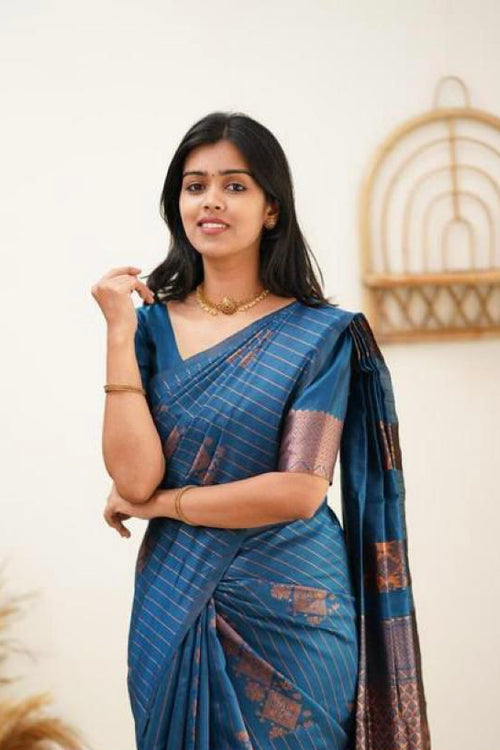 Load image into Gallery viewer, Adorning Rama Soft Silk Saree With Glowing Blouse Piece
