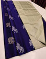 Trendy Blue Soft Silk Saree With Gleaming Blouse Piece