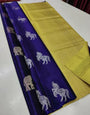 Stunning Blue Soft Silk Saree With Flaunt Blouse Piece