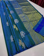 Marvellous Firozi Soft Silk Saree With Sizzling Blouse Piece