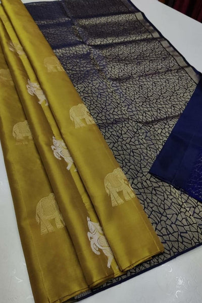 Elegant Mustard Soft Silk Saree With Mesmerising Blouse Piece
