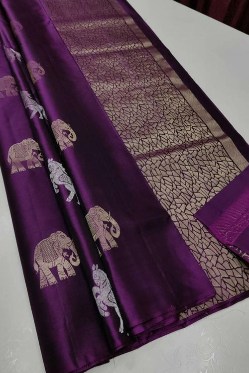 Load image into Gallery viewer, Flattering Purple Soft Silk Saree With Charming Blouse Piece
