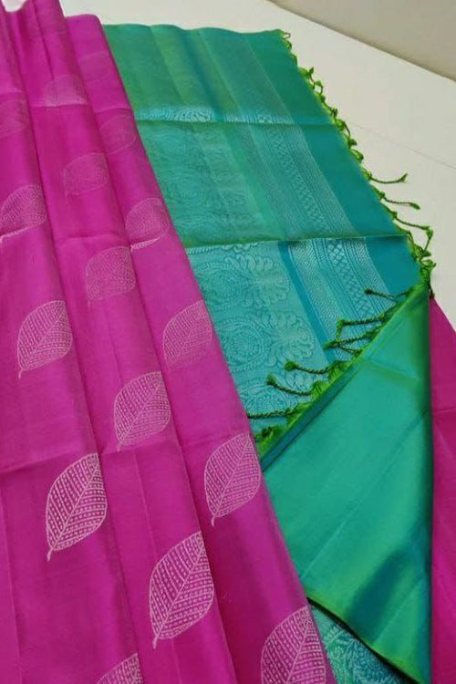 Load image into Gallery viewer, Jazzy Dark Pink Soft Silk Saree With Flamboyant Blouse Piece
